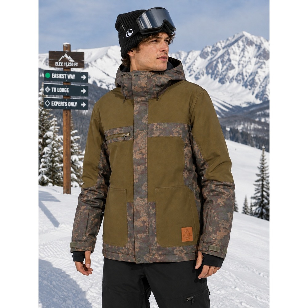 Bonfire TUFFDRY 15K Snowboard Ski Jacket Small Camo Hooded Insulated